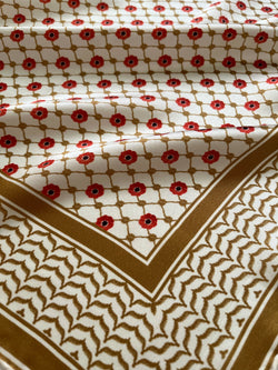 SAMPLE SALE!  100% Silk Palestine Poppyseed Scarf (Gold) 35"x35"