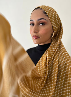 SAMPLE SALE!  Modal/Cashmere Palestine Shawl (Gold) 29"x78"